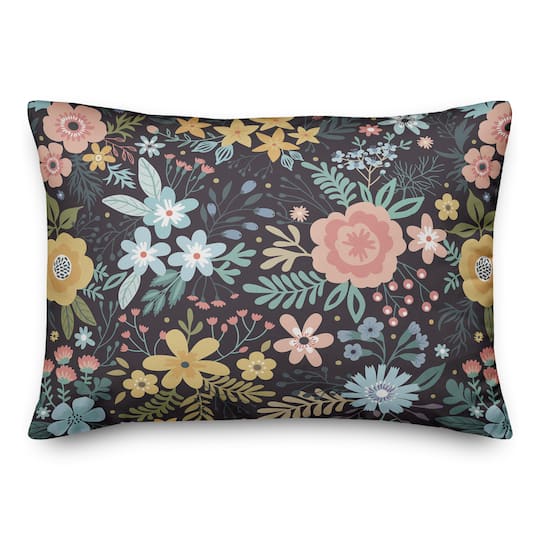 Bright Floral Pattern Throw Pillow